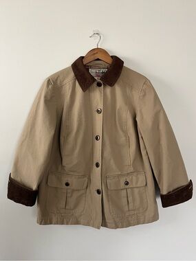 Vintage L.L.Bean Barn Jacket Tan Corduroy Collar Cuffs Petite S